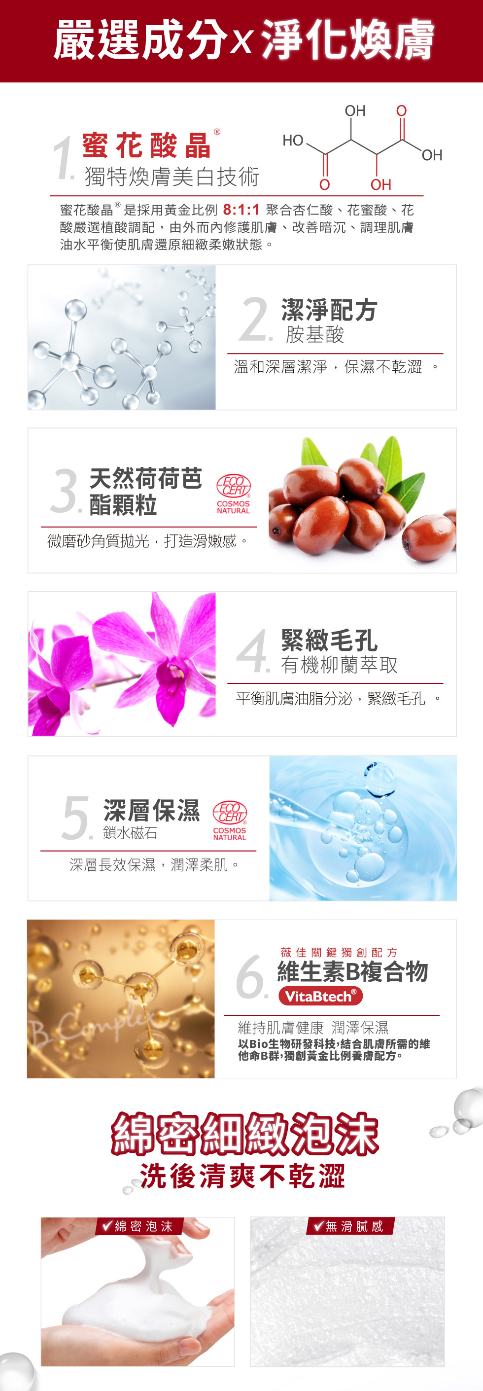蜜花酸晶拋光洗顏霜 蜜花酸晶洗顏霜成份介紹