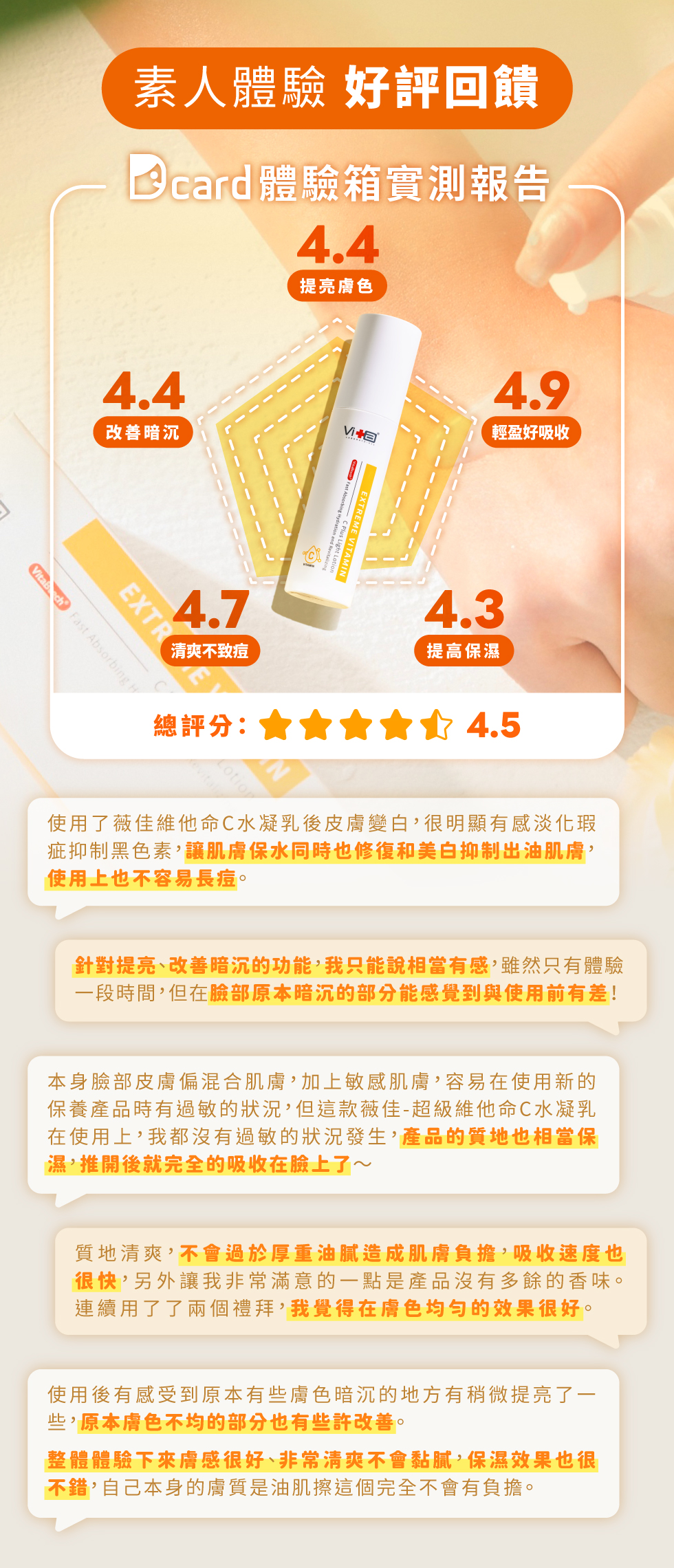 薇佳超級維他命C水凝乳 素人體驗